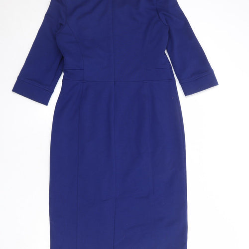 Viyella Womens Blue Polyester Shift Size 12 Round Neck Zip