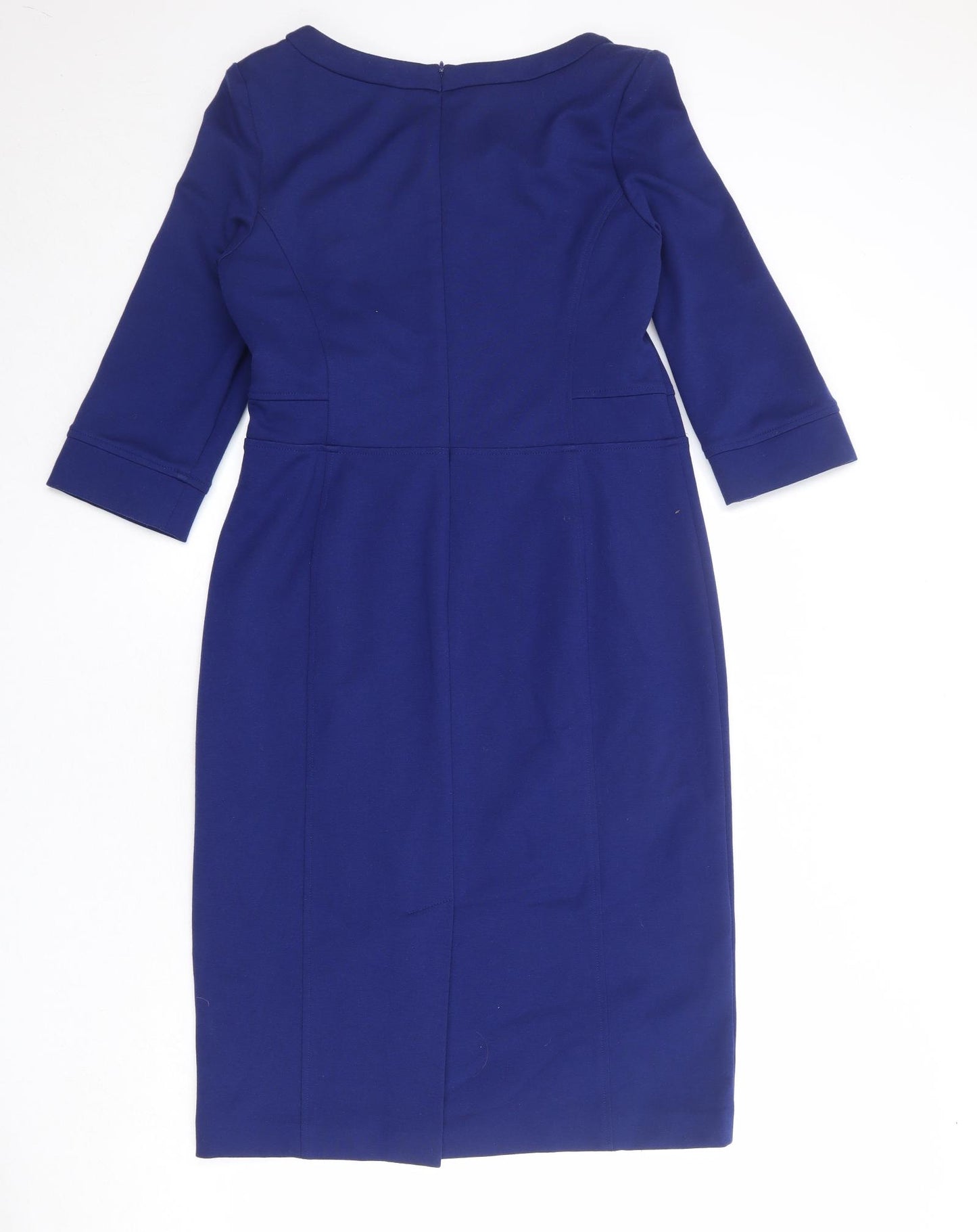 Viyella Womens Blue Polyester Shift Size 12 Round Neck Zip