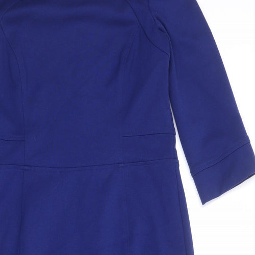 Viyella Womens Blue Polyester Shift Size 12 Round Neck Zip