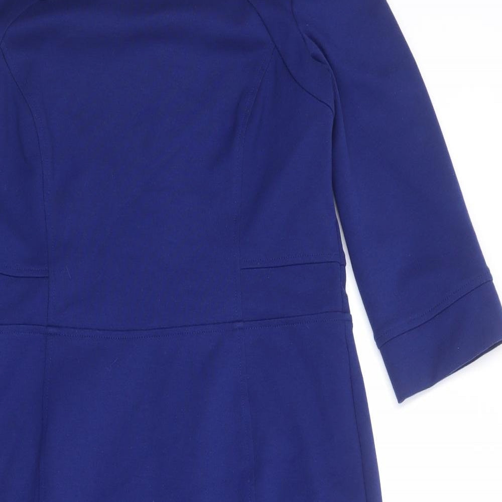Viyella Womens Blue Polyester Shift Size 12 Round Neck Zip
