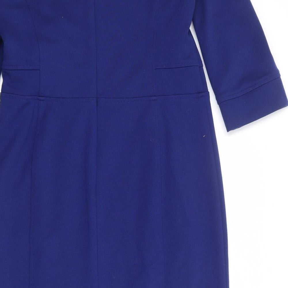 Viyella Womens Blue Polyester Shift Size 12 Round Neck Zip