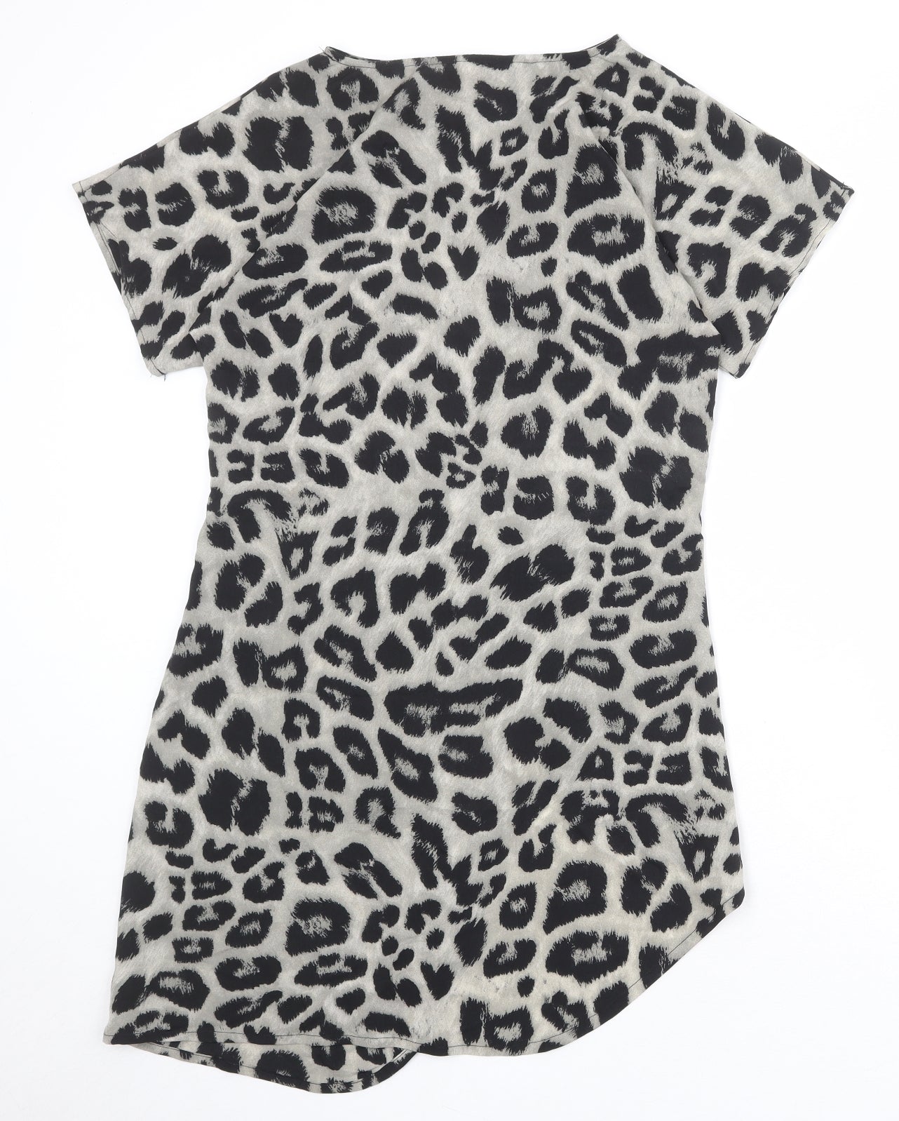 Vonda Womens Beige Animal Print Polyester A-Line Size S Boat Neck Pullover - Leopard Pattern