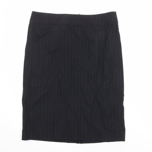 Marcus Womens Black Striped Wool A-Line Skirt Size 10 Zip