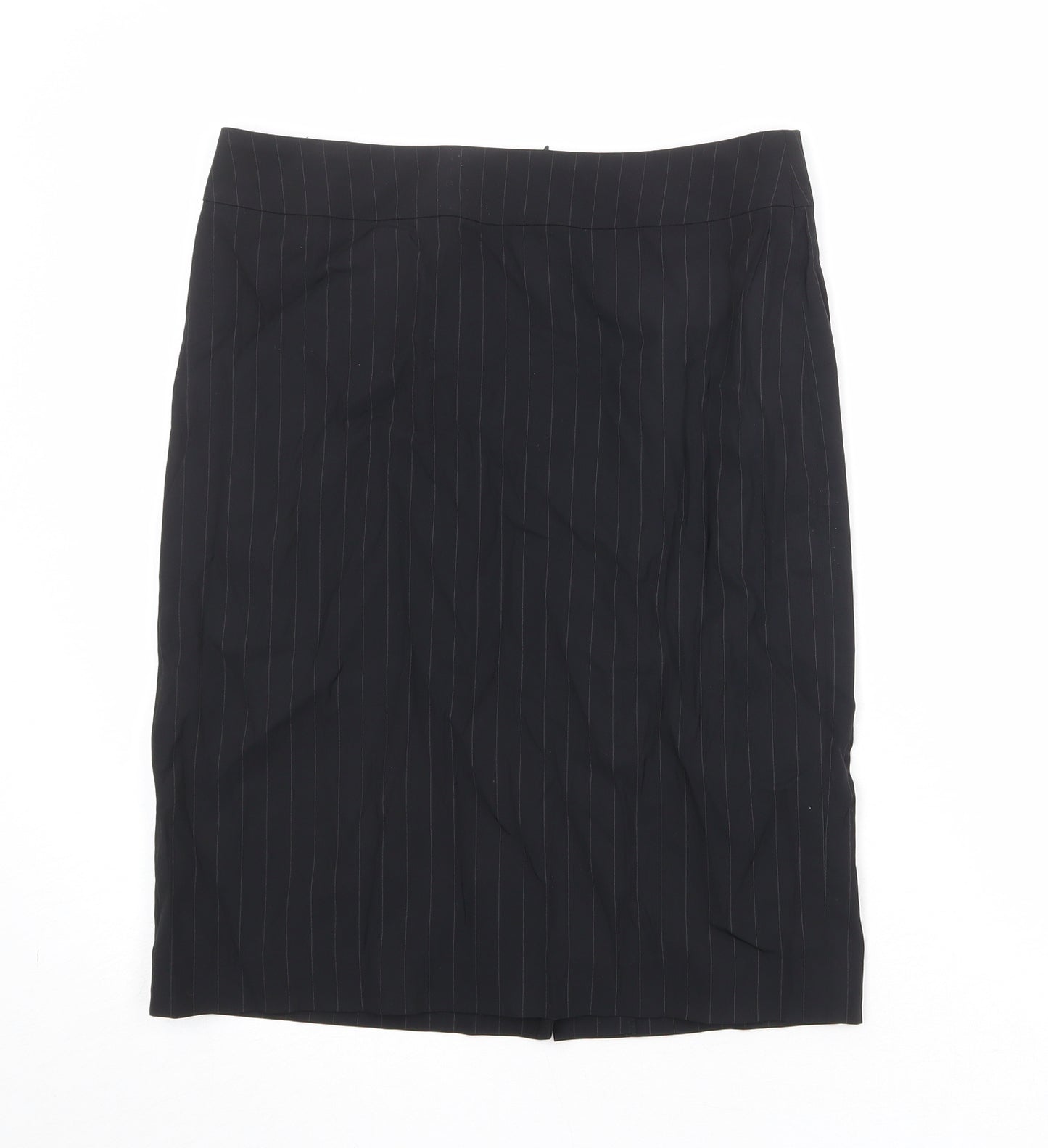 Marcus Womens Black Striped Wool A-Line Skirt Size 10 Zip