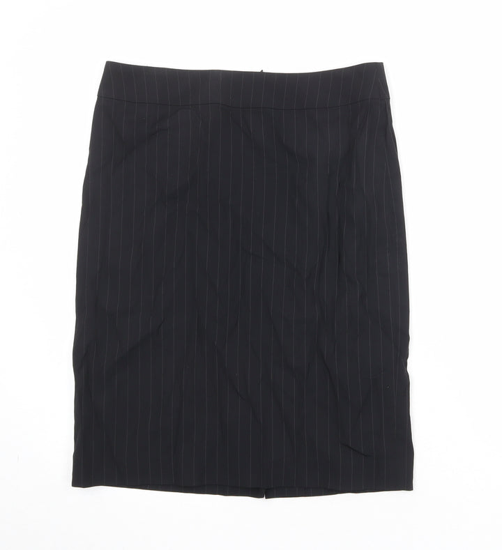 Marcus Womens Black Striped Wool A-Line Skirt Size 10 Zip