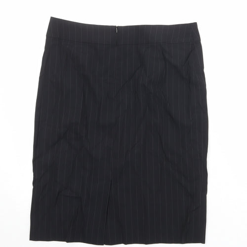 Marcus Womens Black Striped Wool A-Line Skirt Size 10 Zip