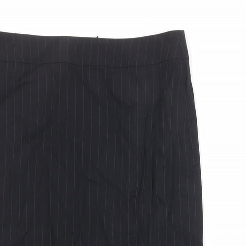 Marcus Womens Black Striped Wool A-Line Skirt Size 10 Zip