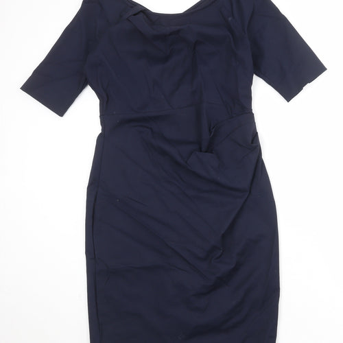 Jolie Moi Womens Blue Cotton A-Line Size 16 Round Neck Zip