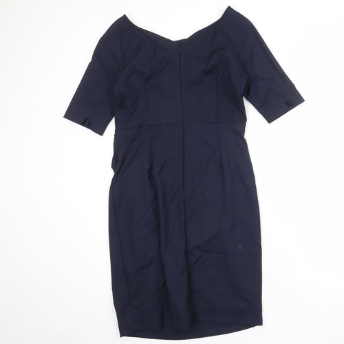 Jolie Moi Womens Blue Cotton A-Line Size 16 Round Neck Zip