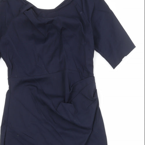 Jolie Moi Womens Blue Cotton A-Line Size 16 Round Neck Zip