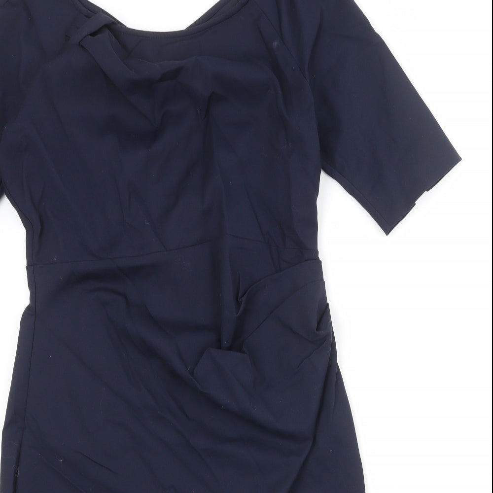 Jolie Moi Womens Blue Cotton A-Line Size 16 Round Neck Zip