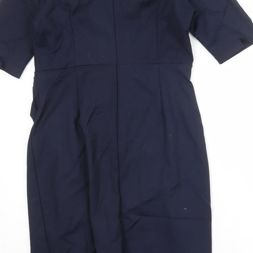 Jolie Moi Womens Blue Cotton A-Line Size 16 Round Neck Zip