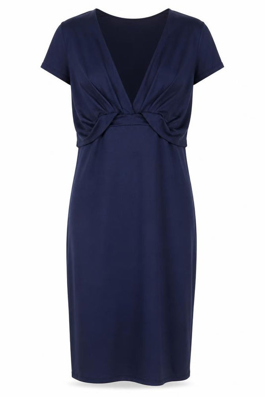 Front view of ASOS women’s blue polyester a-line, size UK 12, v-neck pullover