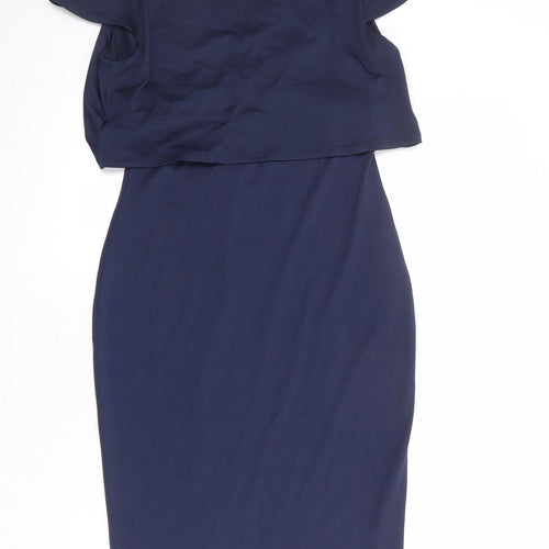 ASOS Womens Blue Polyester A-Line Size 12 V-Neck Pullover