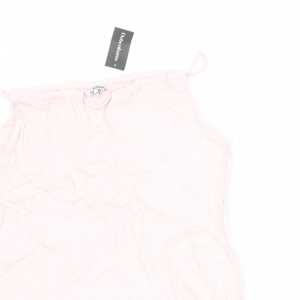 Debenhams Womens Pink Viscose Slip Dress Size 8 Round Neck Pullover - Size 8-10