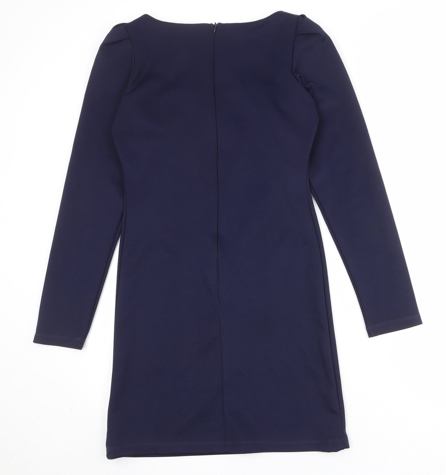 River Island Womens Blue Polyester A-Line Size 10 Round Neck Zip