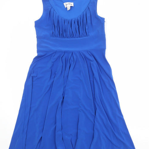 Joseph Ribkoff Womens Blue Polyester Skater Dress Size 14 Round Neck Zip