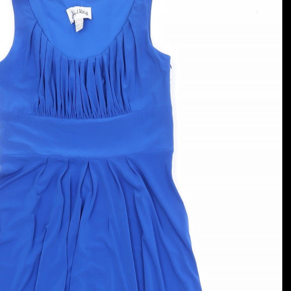Joseph Ribkoff Womens Blue Polyester Skater Dress Size 14 Round Neck Zip