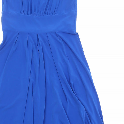 Joseph Ribkoff Womens Blue Polyester Skater Dress Size 14 Round Neck Zip