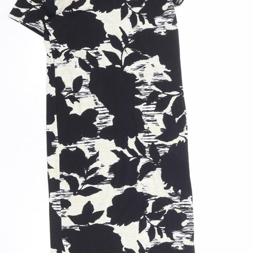 Topshop Womens Black Floral Polyester T-Shirt Dress Size 10 Round Neck Pullover