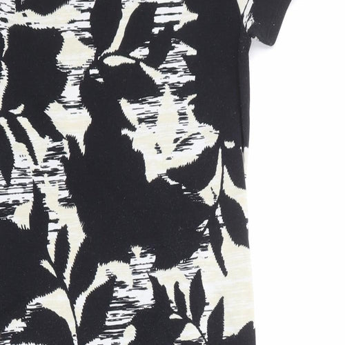 Topshop Womens Black Floral Polyester T-Shirt Dress Size 10 Round Neck Pullover
