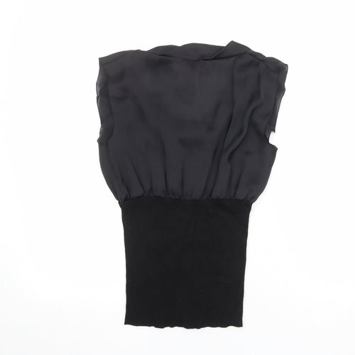 NEXT Womens Black Viscose Basic Blouse Size 8 Scoop Neck
