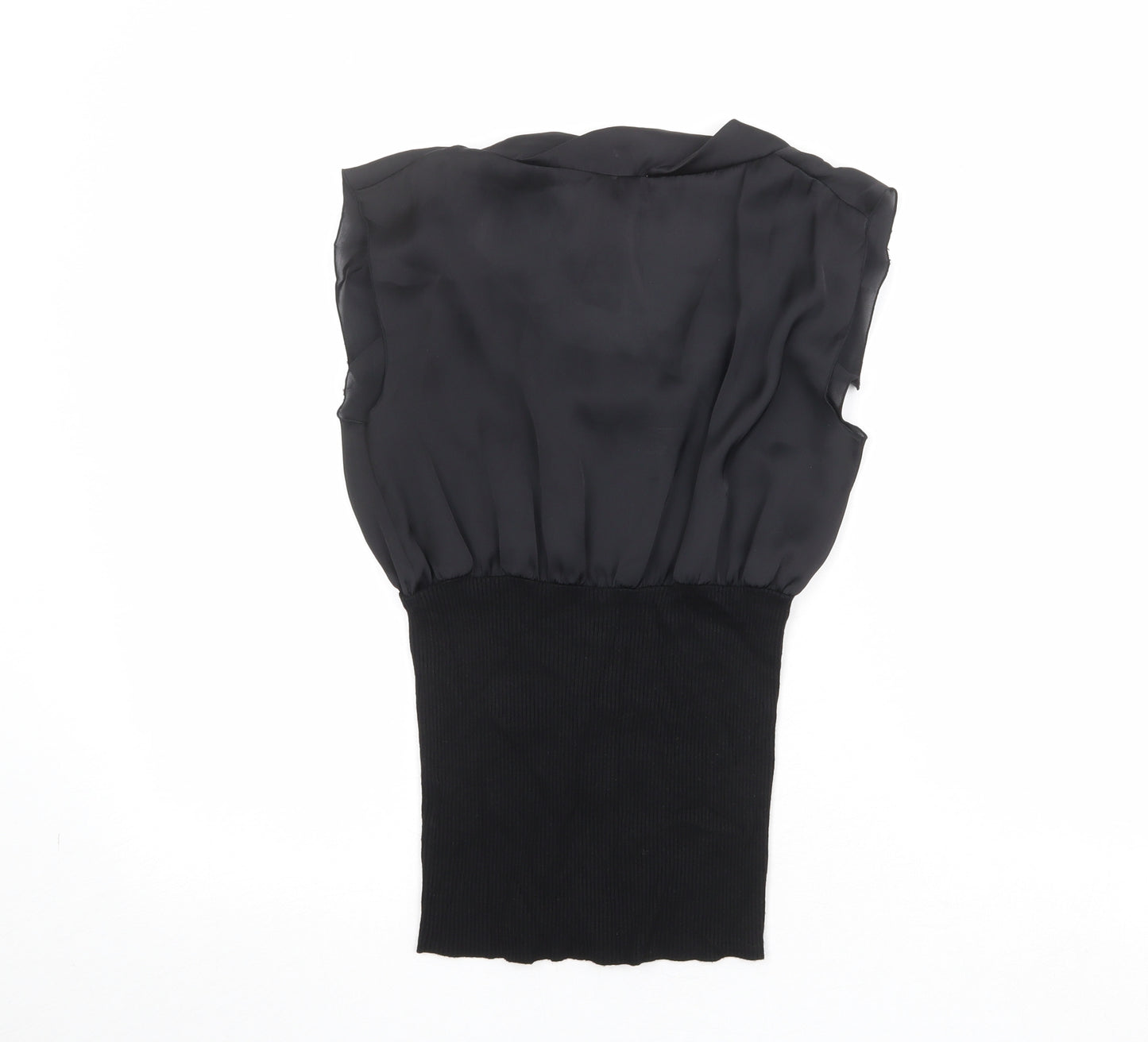 NEXT Womens Black Viscose Basic Blouse Size 8 Scoop Neck