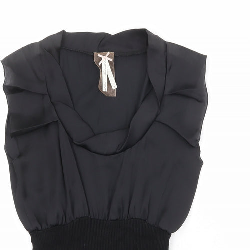 NEXT Womens Black Viscose Basic Blouse Size 8 Scoop Neck