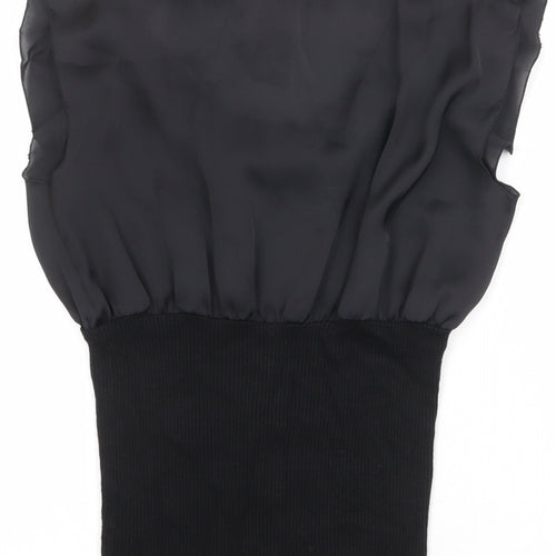 NEXT Womens Black Viscose Basic Blouse Size 8 Scoop Neck