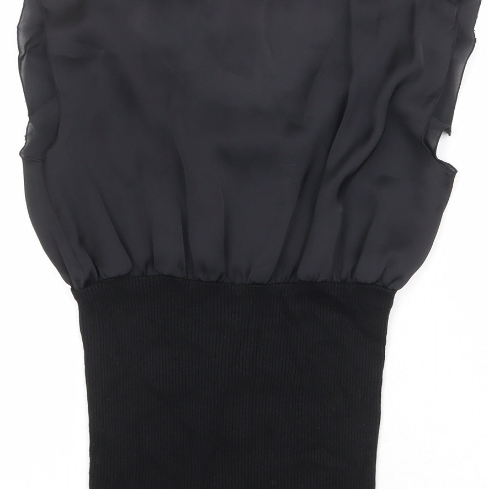 NEXT Womens Black Viscose Basic Blouse Size 8 Scoop Neck