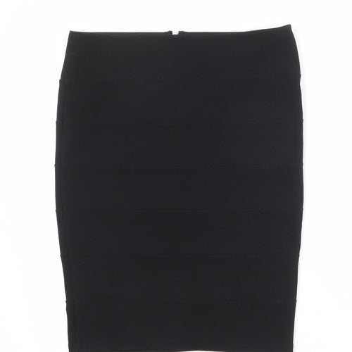 Topshop Womens Black Polyester Straight & Pencil Skirt Size 12 Zip