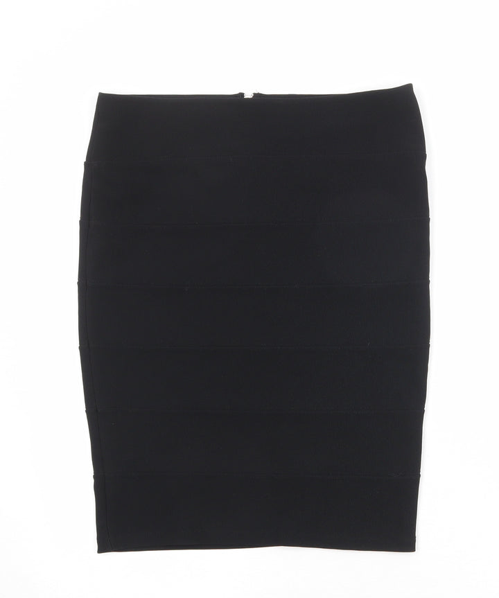 Topshop Womens Black Polyester Straight & Pencil Skirt Size 12 Zip
