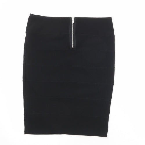 Topshop Womens Black Polyester Straight & Pencil Skirt Size 12 Zip