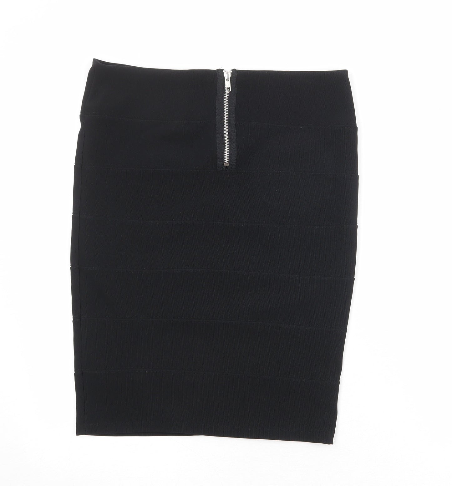 Topshop Womens Black Polyester Straight & Pencil Skirt Size 12 Zip