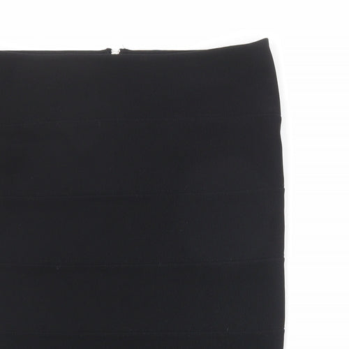 Topshop Womens Black Polyester Straight & Pencil Skirt Size 12 Zip