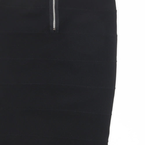 Topshop Womens Black Polyester Straight & Pencil Skirt Size 12 Zip