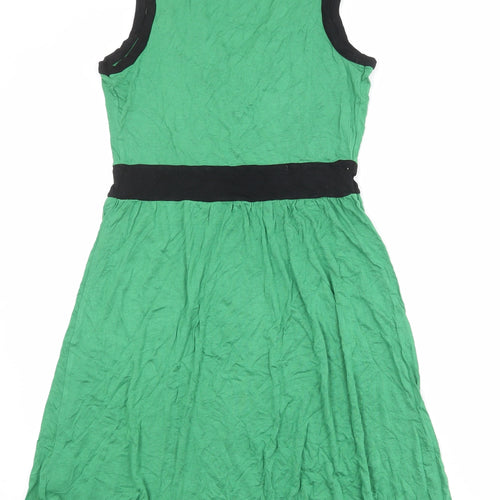 Body Flirt Womens Green Colourblock Viscose Tank Dress Size S V-Neck Pullover