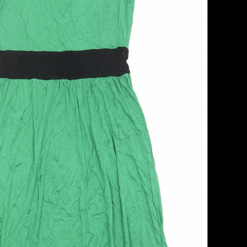 Body Flirt Womens Green Colourblock Viscose Tank Dress Size S V-Neck Pullover