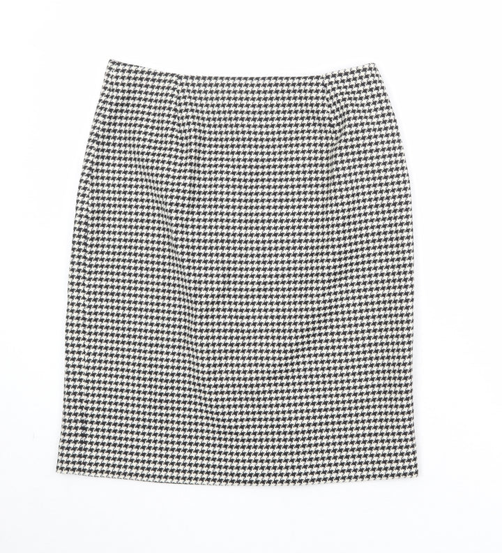 Precis Womens Black Geometric Wool A-Line Skirt Size 12 Zip