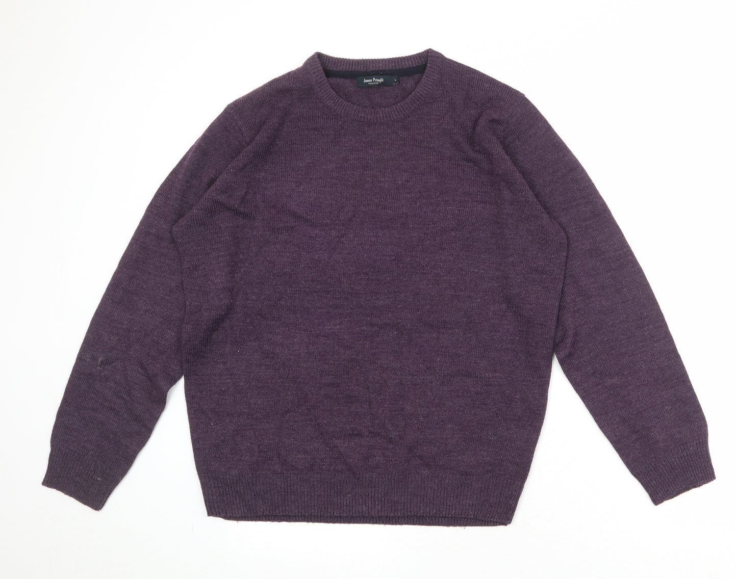 EWM Mens Purple Round Neck Acrylic Pullover Jumper Size L Long Sleeve