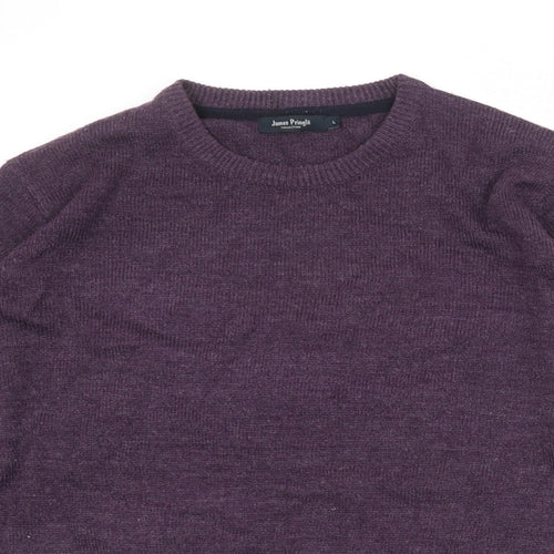 EWM Mens Purple Round Neck Acrylic Pullover Jumper Size L Long Sleeve