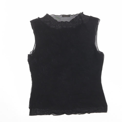Marks and Spencer Womens Black Paisley Polyamide Basic Blouse Size 12 Boat Neck