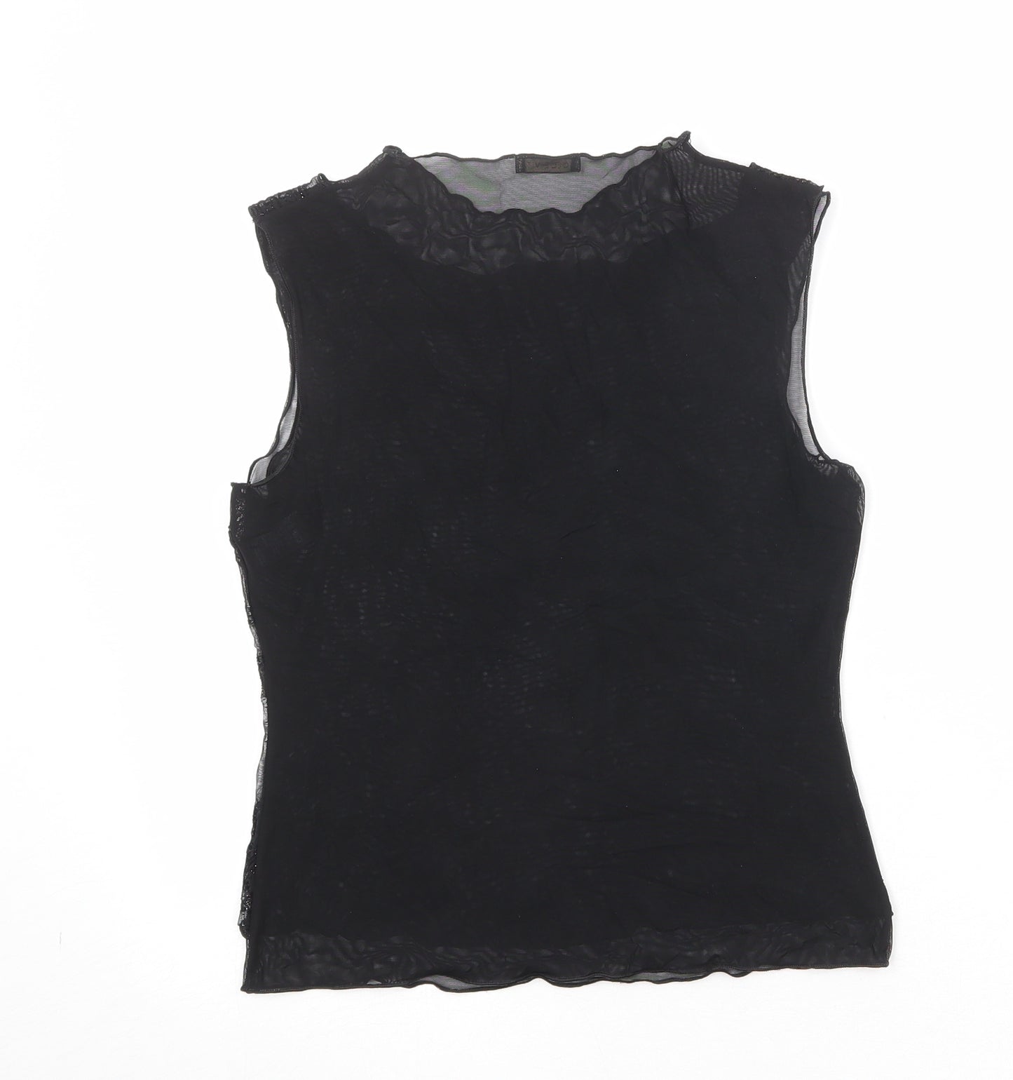 Marks and Spencer Womens Black Paisley Polyamide Basic Blouse Size 12 Boat Neck