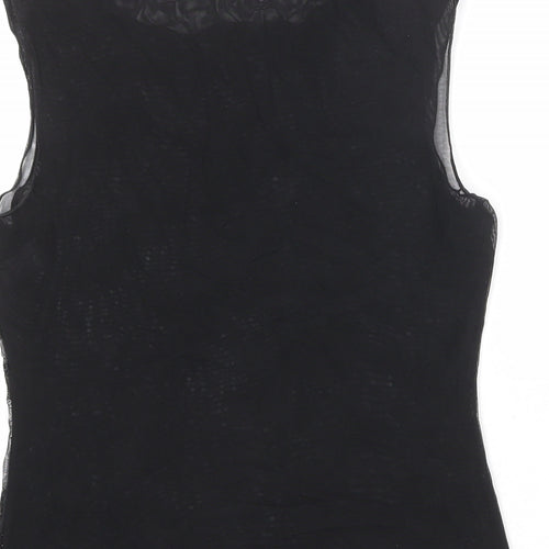 Marks and Spencer Womens Black Paisley Polyamide Basic Blouse Size 12 Boat Neck