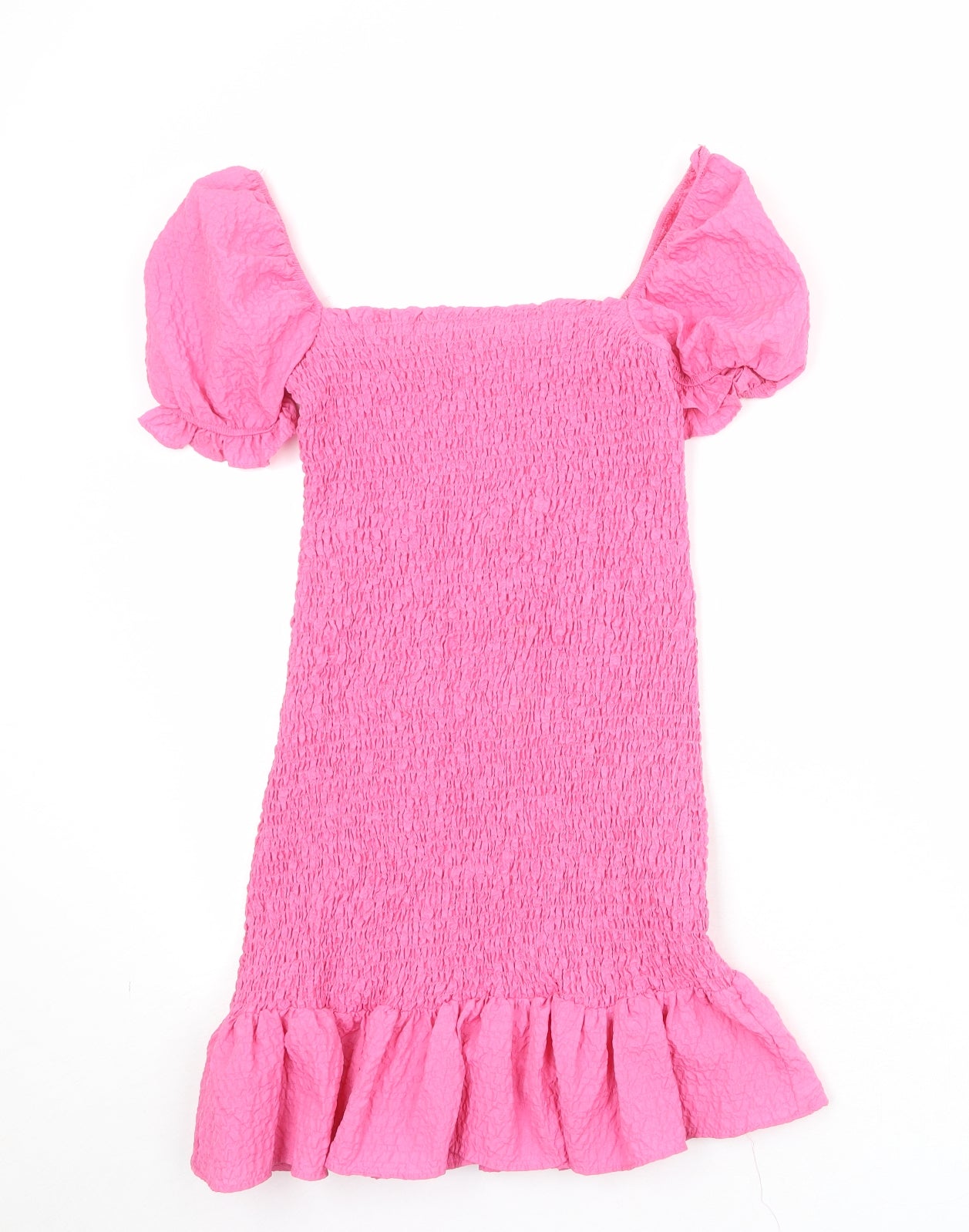 Zara Womens Pink Polyester Skater Dress Size S Square Neck Pullover