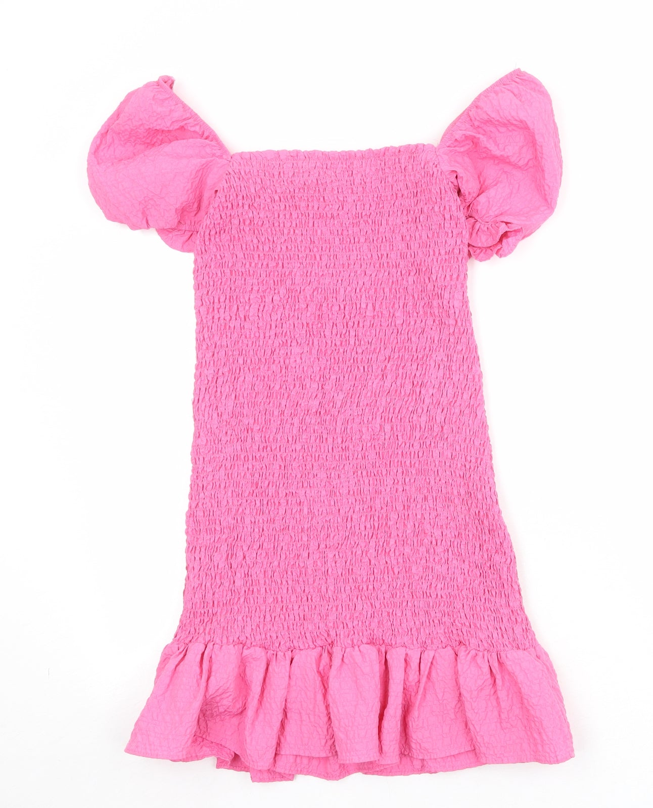 Zara Womens Pink Polyester Skater Dress Size S Square Neck Pullover