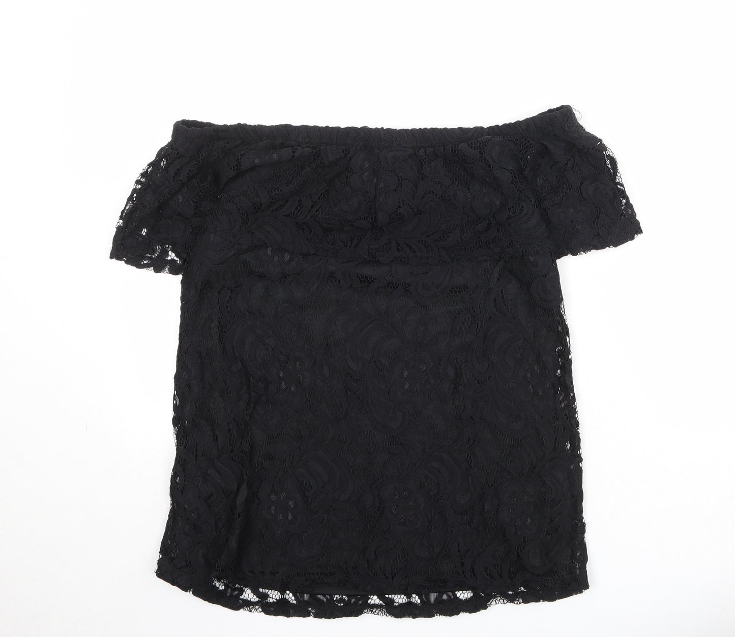 Envy Womens Black Nylon Basic Blouse Size 14 Off the Shoulder