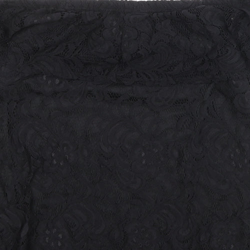 Envy Womens Black Nylon Basic Blouse Size 14 Off the Shoulder