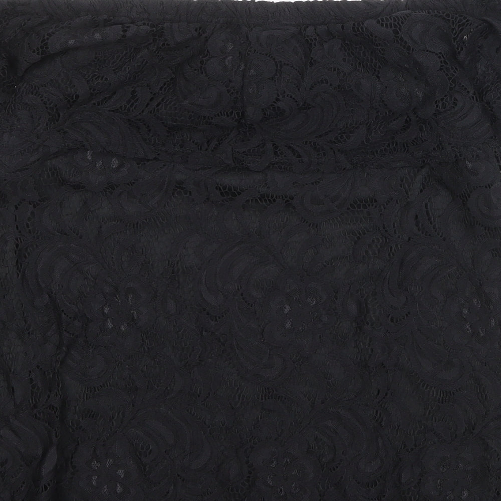 Envy Womens Black Nylon Basic Blouse Size 14 Off the Shoulder