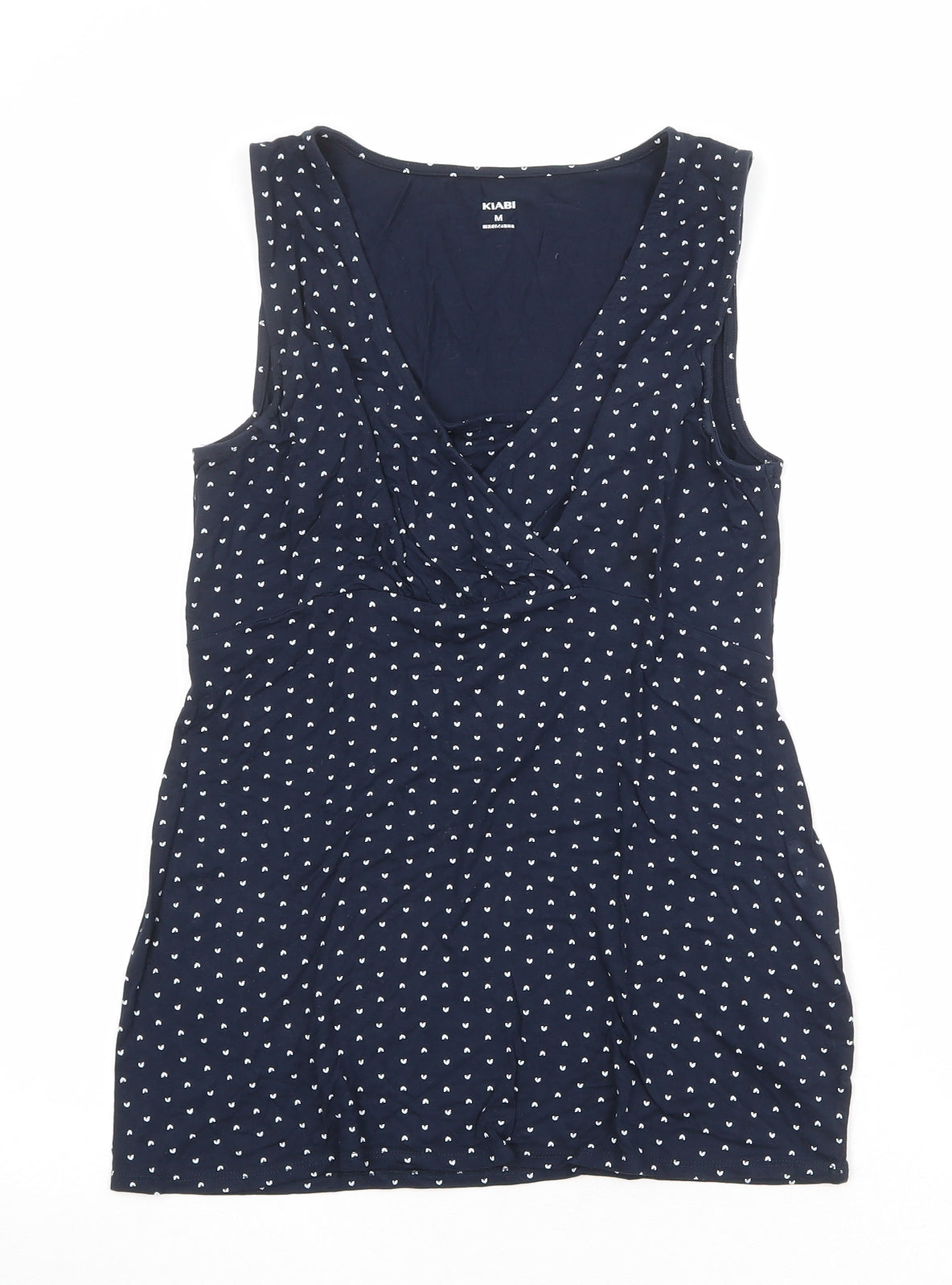 Kiabi Womens Blue Polka Dot Viscose Basic Tank Size M V-Neck